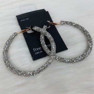 FREE PRESS - OS - NWT Silvery Glitter Gummy Hoops